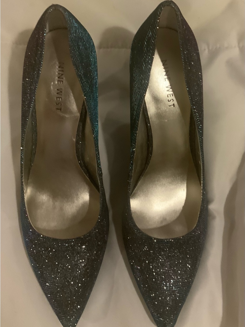 Nine West Women's Glitter Pointed Toe Pumps - Silver